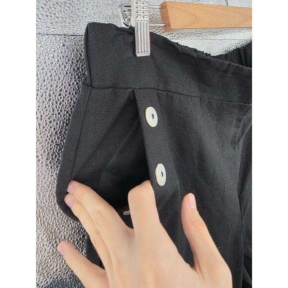 Joie Womens Black Button-Detail‎ Linen Blend Pants XL - Picture 6 of 7